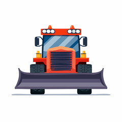 Naklejka premium Frontal View of a Cartoon Snowplow with Detailed Design and Lights