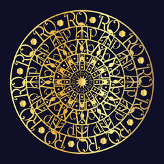 beautiful golden royal mandala with alphabet