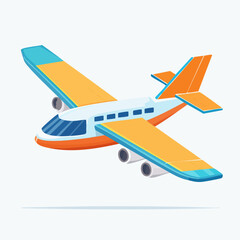 Colorful Cartoon Airplane with Orange and Blue Wing Design