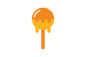 Melting Orange Sherbet Ice Cream Scoop On Stick Illustration