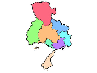 少しゆるい兵庫県地図 地域色分け 近畿 西日本
