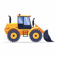 Naklejka premium Bright Yellow Construction Loader with Detailed Wheels and Scoop
