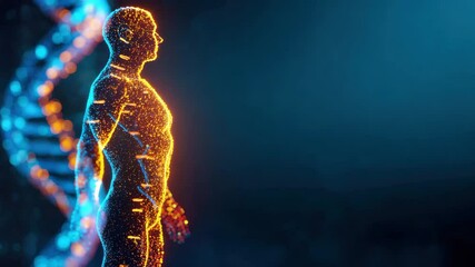 Personalized wellness concept featuring glowing human figure and DNA strand symbolizing health vitality and genetic connection - Powered by Adobe