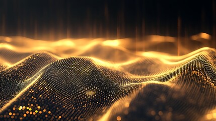 Abstract digital landscape golden particles