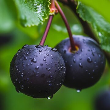 generate a closeup of a saskatoon berry with natural lighting and trending seo optimized