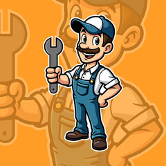 Plumber mascot logo design vector