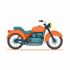 Obraz premium Orange Motorcycle with Teal Seat and Yellow Headlight Illustration