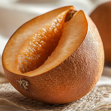 generate a closeup of a sapodilla with natural lighting and trending seo optimized