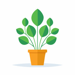 Obraz premium Vibrant Green Plant Growing in a Simple Orange Pot, Vector Illustration