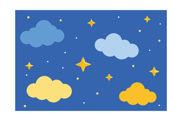 Blue Sky Cloud With Golden Stars Falling Gently