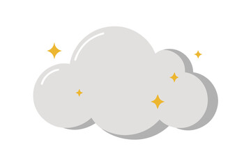 Obraz premium Puffy Cloud With Sparkling Silver Stars On White