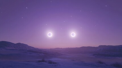 Fototapeta premium Celestial spheres over barren hills under starry night sky