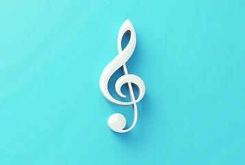 Fototapeta premium White Treble Clef on Blue Background music symbol