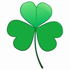 A simple, black and white illustration of a three-leaf clover, a symbol.