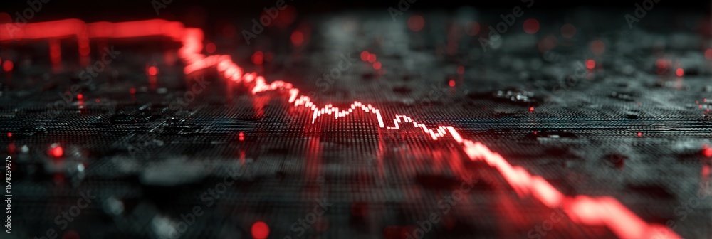 Poster digital pulse line on dark background with red and black style