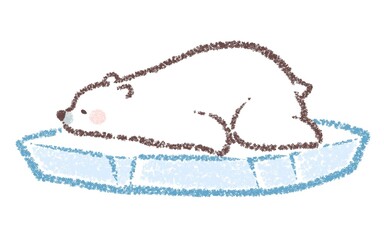 氷の上で眠るシロクマ-背景なし