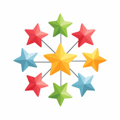 Obraz premium Colorful Starburst Design with Central Star and Connected Outer Stars