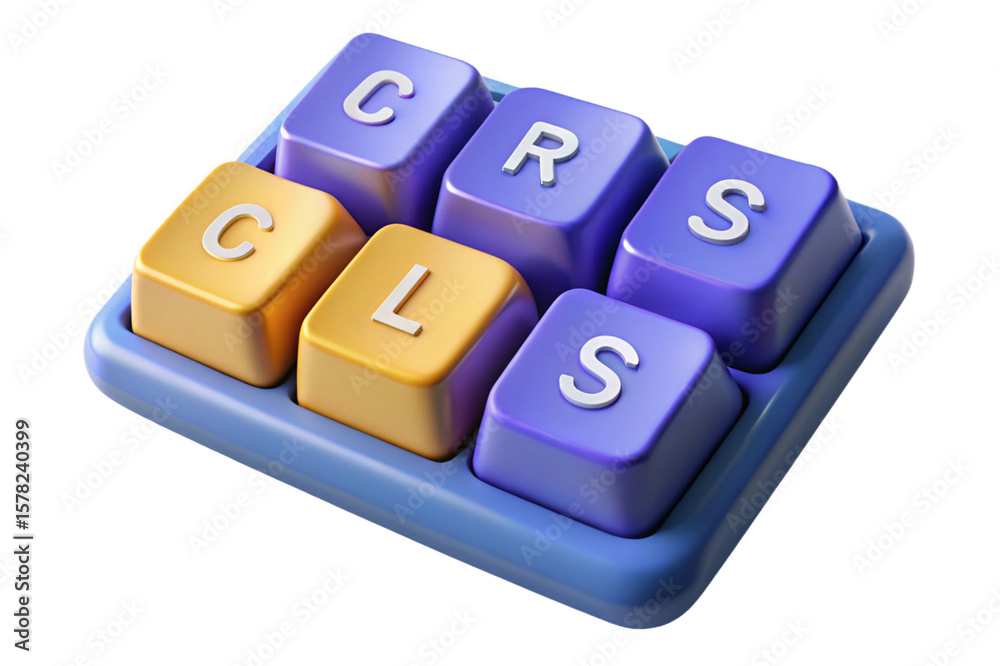 Fototapete three dimensional keyboard keys forming the word cls isolated on transparent background