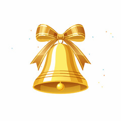 Gleaming Golden Bell Adorned with a Festive Ribbon Bow, Festive Decoration.