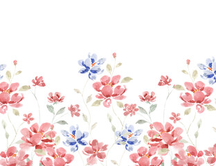 Vintage Red Rose Watercolor Flower Background