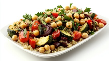 Wholesome Harvest Medley: A vibrant vegetarian platter brimming with a colorful assortment of ingredients, offering a feast for the eyes and a promise of fresh, healthy eating.