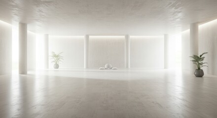 Fototapeta premium A minimalist white interior space. Bright, spacious, and serene