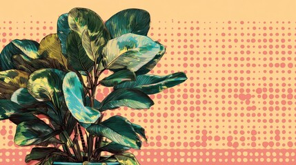 Obraz premium Colorful houseplant illustration with pop art background
