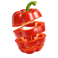 Sliced Red Bell Pepper With Green Stem isolated on a transparent background vegetable 1