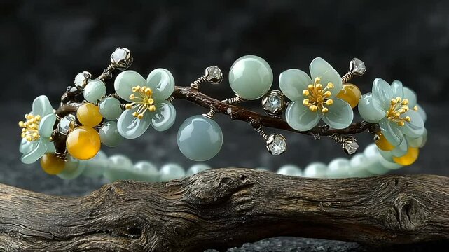 Delicate gemstone bracelet with floral design