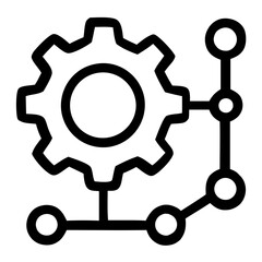 Line Art Configuration Setting with Gear and Circuit Connection Icon