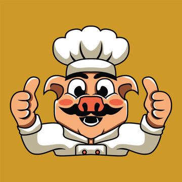 Pork Chef Mascot Logo