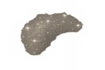 Sparkling golden glitter cloud drifting with luminous stars against transparent backdrop, creating magical visual effect