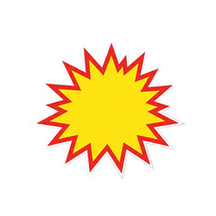 Yellow Starburst with Red Outline on Black isolated on a transparent background image