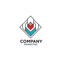 Fototapeta premium Abstract geometric company marketing logo with diamond shape and layered design