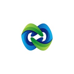 Abstract Infinity Symbol Logo Design in Blue and Green Gradient Colors