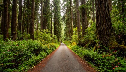 Obraz premium Road in the forest with nature views