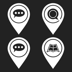 Obraz premium White map icons on dark background