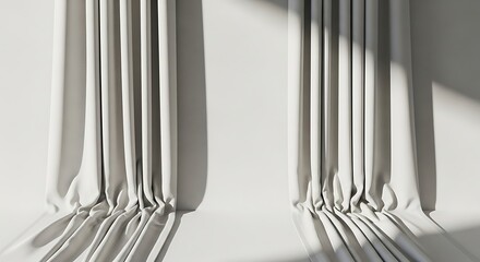 Minimal vertical wave-like forms resembling curtain structure.