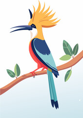Flat Vector Illustration of a Colorful Bird of Paradise