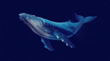 Fototapeta premium Ethereal Humpback Whale Illustration with Flowing Lines and Glow