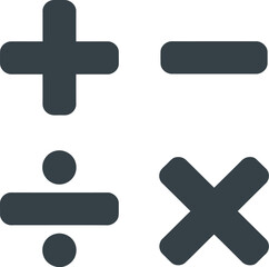 Obraz premium A simple illustration showing four basic mathematical symbols on a light grey background plain design