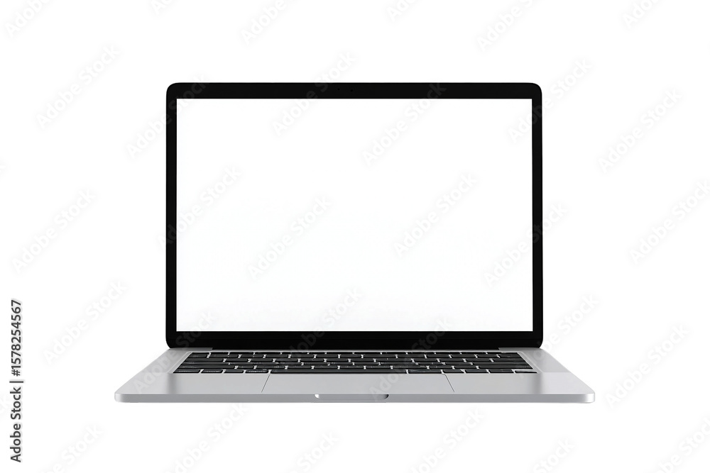 Fototapete a modern laptop computer with a blank screen isolated on transparent background