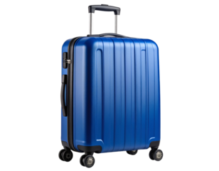 Modern Stylish Hard-Shell Travel Suitcase with Retractable Handle, Isolated on Transparent Background PNG