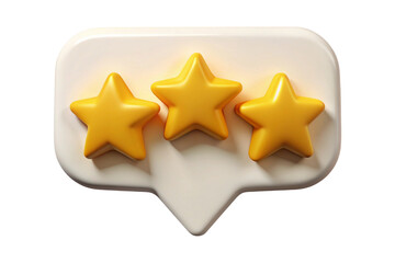 Three golden stars on a speech bubble isolated on transparent background