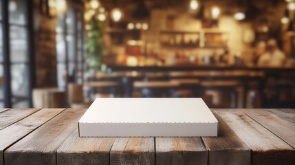 Pizza restaurant branding template, blank pizza box with a softly blurred
