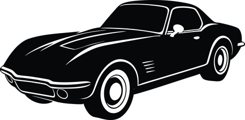 American engineering masterpiece - Dual-exhaust coupe outline, EPS JPEG PNG