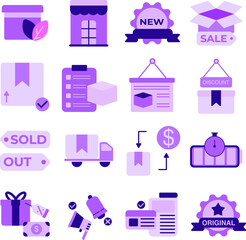 Product Feature illustration set. Includes of benefit, highlight, detail, function, quality, and More. Vector flat color collection	