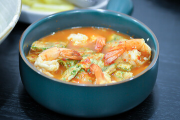 shrimp soup, shrimp and vegetable soup or spicy soup or prawn soup