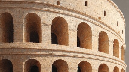 Detailed View of Ancient Roman Colosseum Architecture Exterior