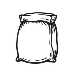 Hand drawn sketch of a burlap sack drawing illustration